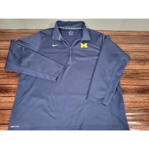 Nike Dr-Fit Michigan Wolverines 1/4 Zip Jacket Navy Blue Mens XXL